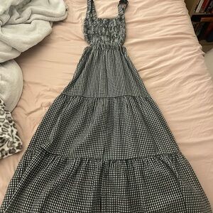 American Eagle Black and White Gingham Maxi Dress